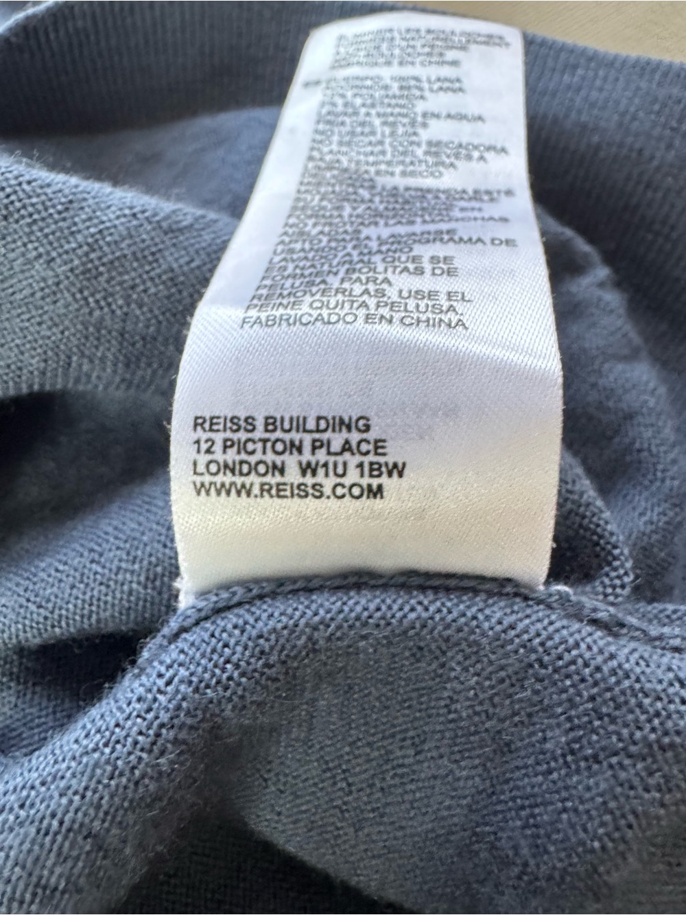 REISS 100% Extra Fine Merino Wool Hoodie Blue Lightweight Knit Sweater Size S - Picture 11 of 13